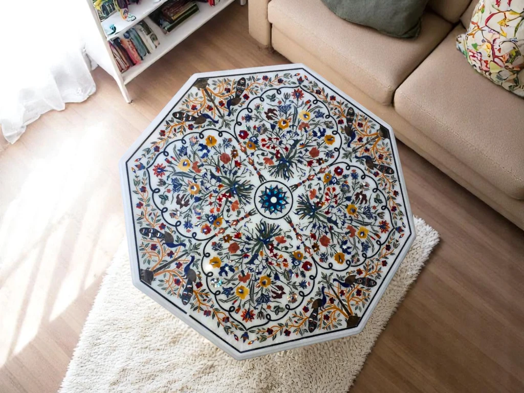Handcrafted Octagonal Marble Coffee Table 